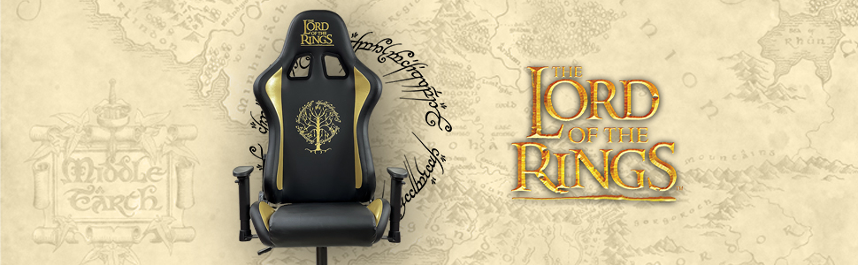 SUBSONIC Lord of The Ring — Ергономічне геймерське крісло з регульованою спинкою та підлокітниками, ліцензія, для дорослих