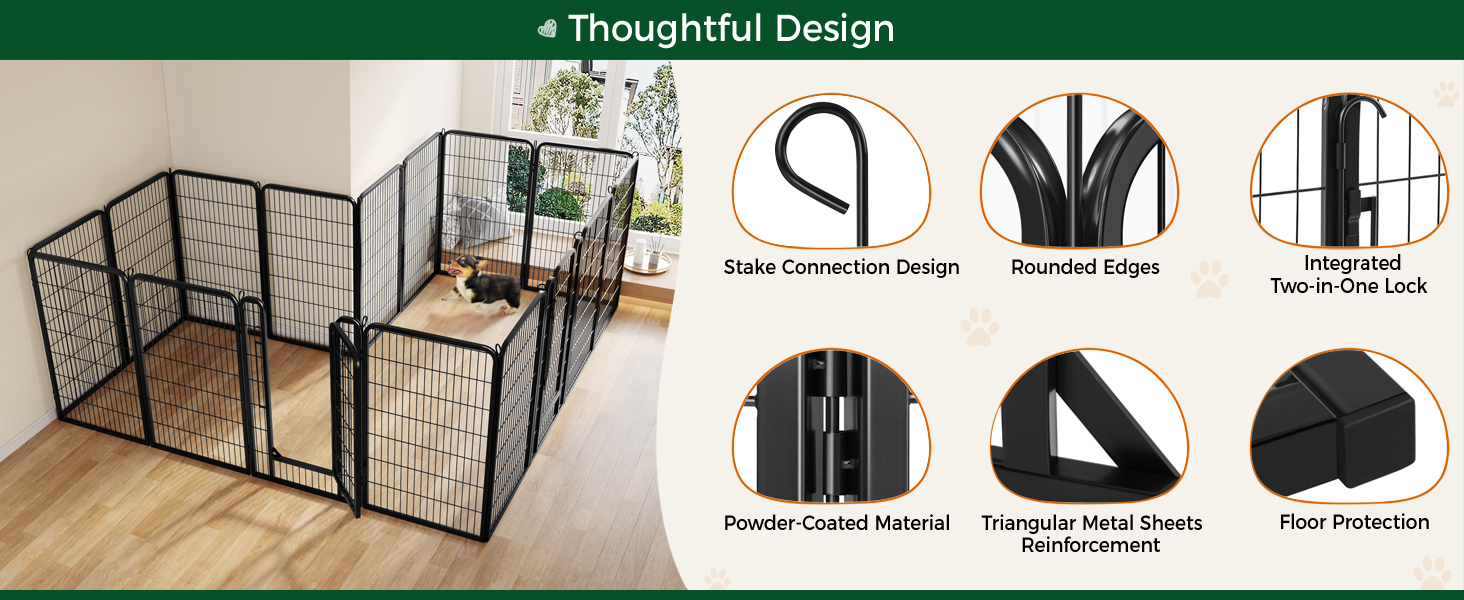 Вольєр для цуценят Yaheetech 16tlg, 120 см, з автоматичним замком, чорний