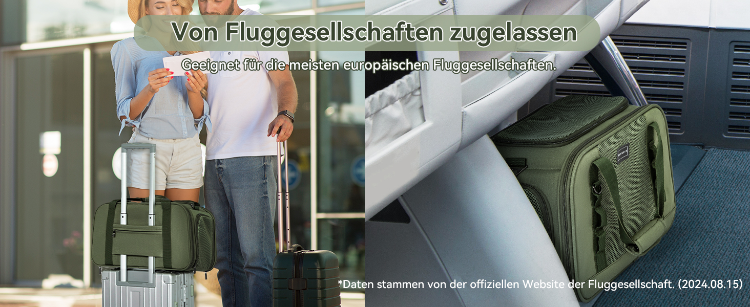 Транспортна переноска для кота та собаки Petsfit - міцна, дихаюча, з ковдрою та ручкою-телескопом, оливковий (49x23x28 см)