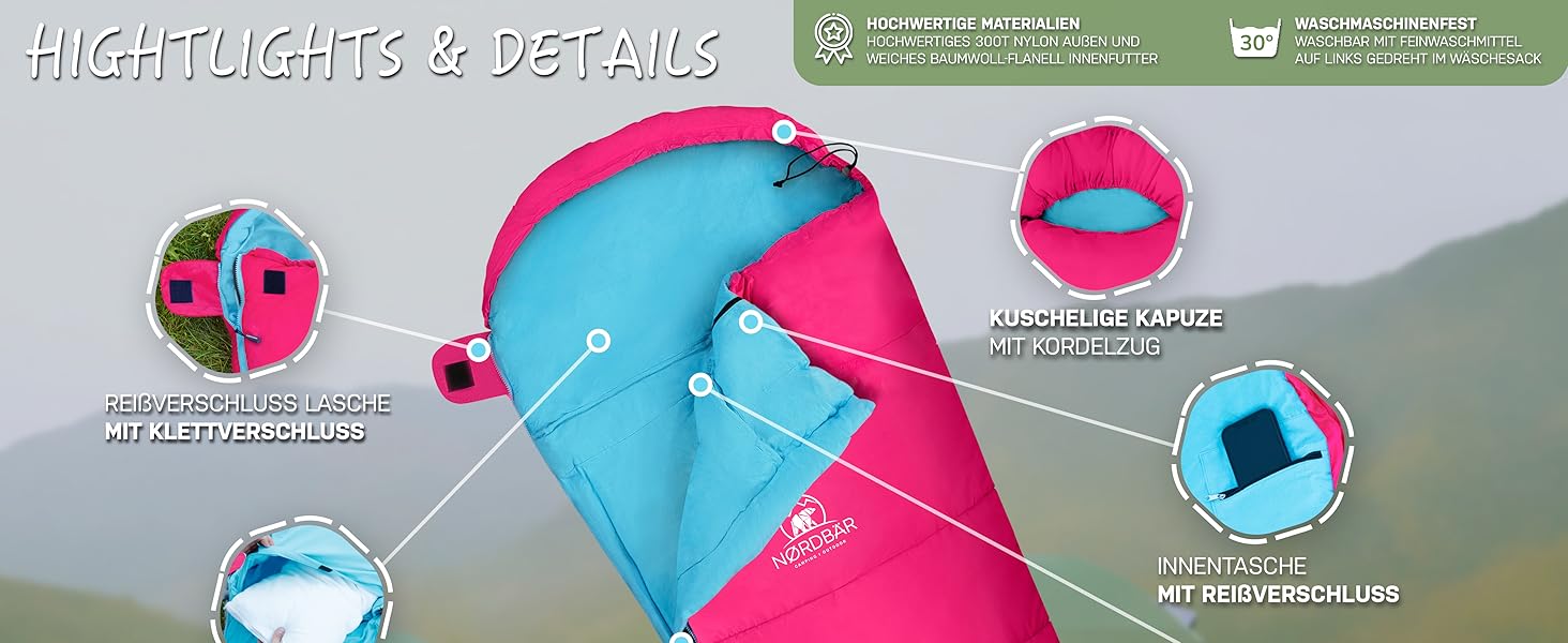 Дитячий спальний мішок для хлопчиків та дівчаток до 145 см | 100% бавовна | Мумійний, легкий та теплий | Outdoor, кемпінг [1200г] | Кольори: фіолетовий/бірюзовий (рожевий/блакитний)