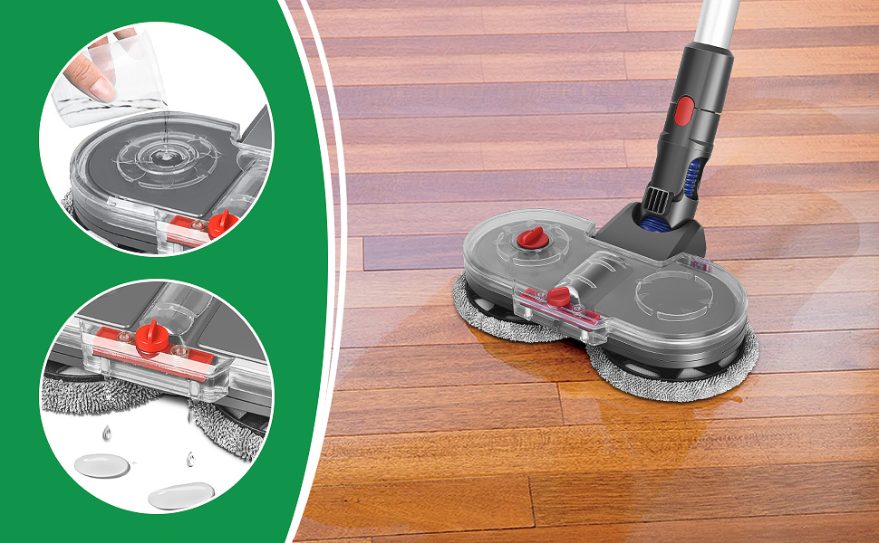 Насадка для пилососа Dyson V15/V11/V10/V8/V7 Jajadeal: електричний миючий моп з баком та змінними мікрофібрами (12 шт.)