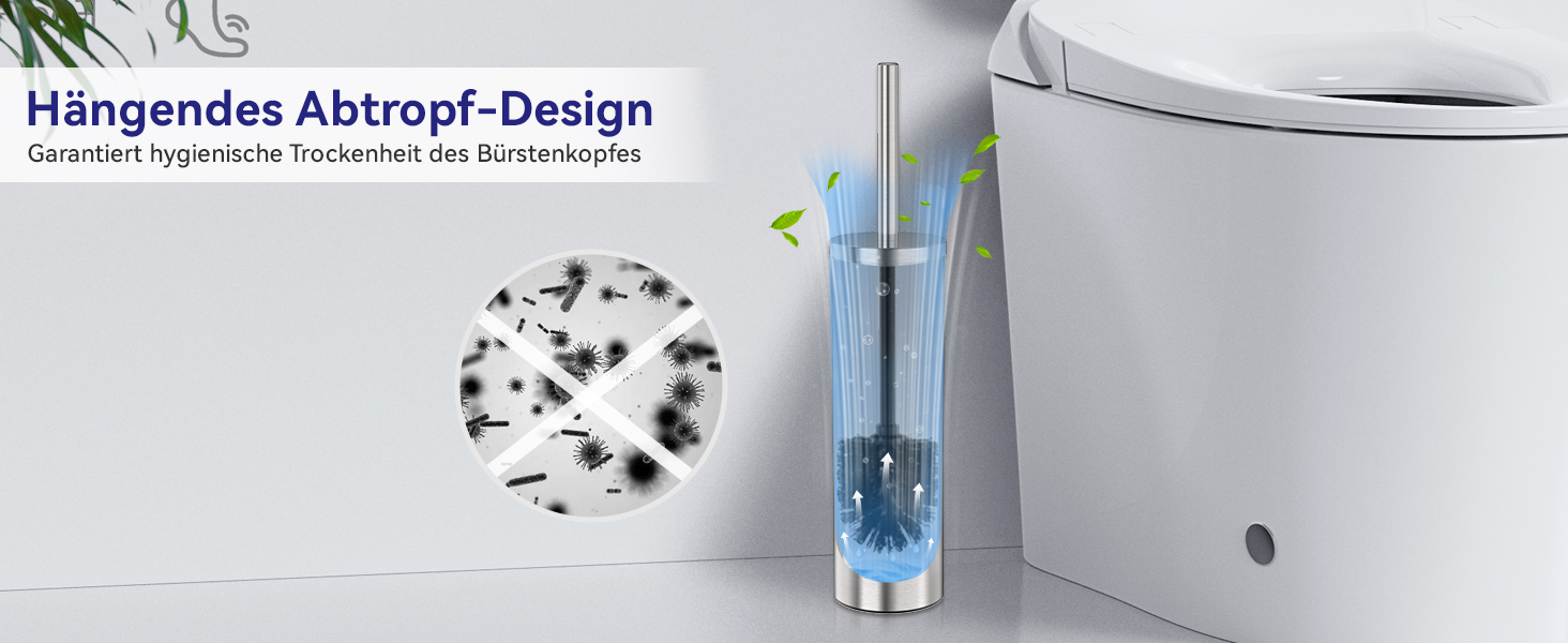 Набір для туалету DOWRY: щітка для унітазу з тримачем, 2 насадки, металева, для ванної кімнати (сріблястий, циліндричний)