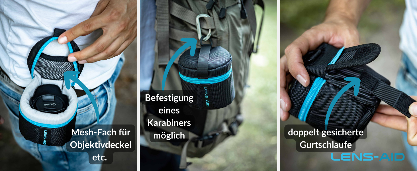 Чохол для об'єктива LENS-AID з товстим захистом, з блискавкою та ремінним кріпленням (XXL, 12 x 35 см)