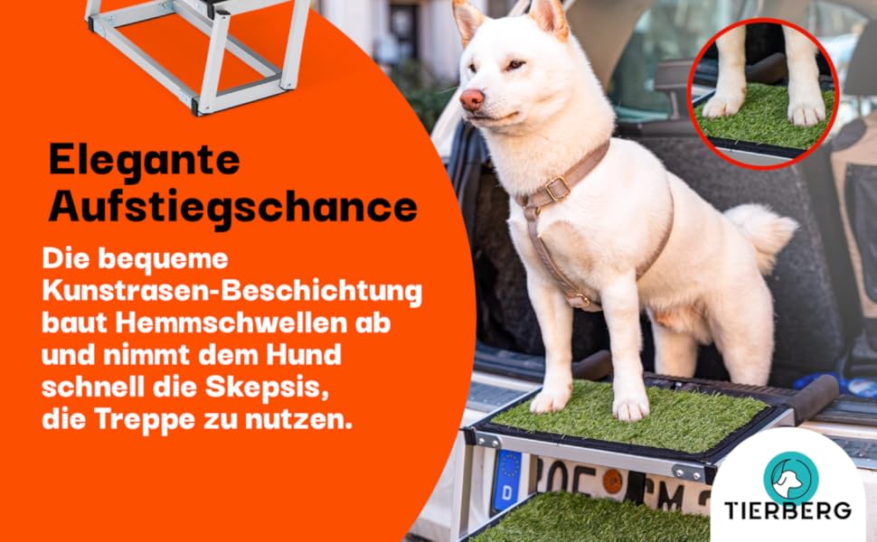 Сходинки для собак у машину, дім, на вулицю, складні - з штучним газоном, до 70 кг, 67 см