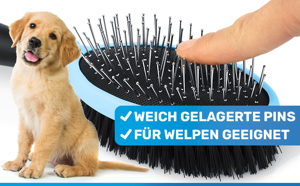 Щітка для собак BluePet 2в1 для довгої та короткої шерсті, для цуценят та котів. Розчісує, розплутує, вичісує. Універсальна щітка-щітка (Блакитна, M-L)