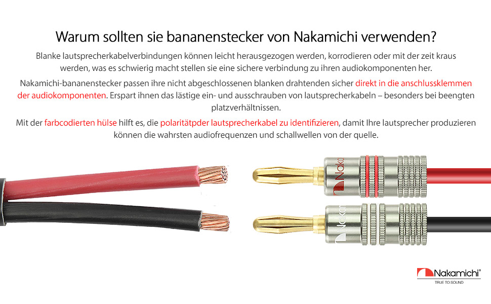 Бананові роз'єми Nakamichi Ultimate Series 24K позолочені берилієво-мідні конектори для акустичних кабелів 12-18 AWG, 4 мм, для HiFi колонок та підсилювачів, 10 шт (5 пар)