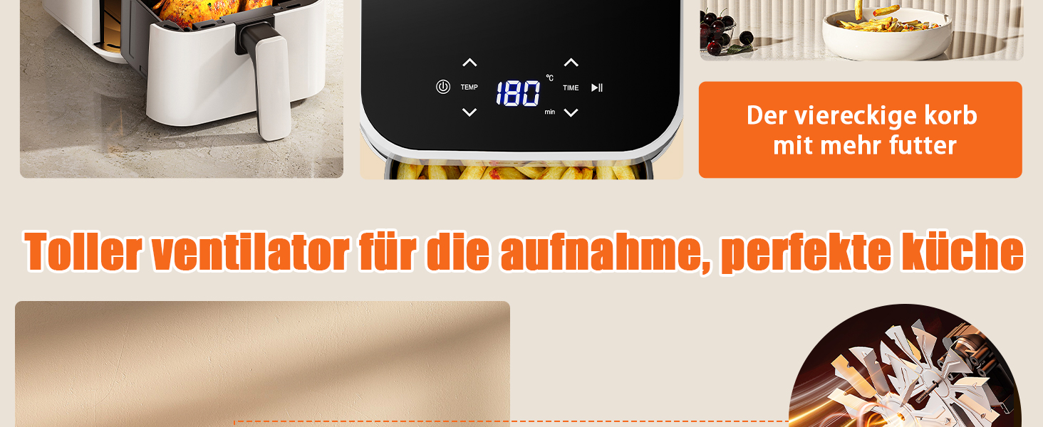 Фритюрниця Deime з гарячим повітрям 2.5 л, компактна цифрова Airfryer для випікання, розігріву та смаження, антипригарне покриття