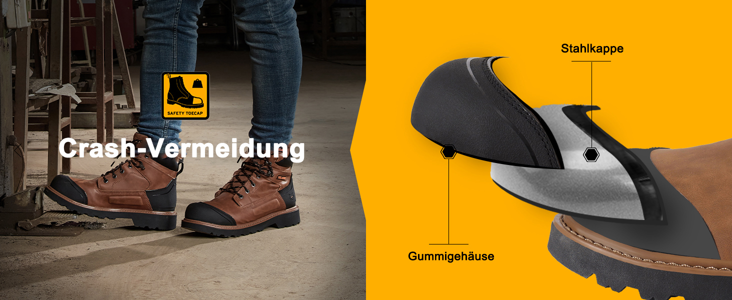 Чоловічі робочі черевики Yelang з металевим підноском, для промислового будівництва, безпечне взуття, розмір 41.5 EU, колір коричневий