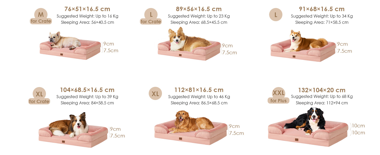 Ортопедичне ліжко для собак EHEYCIGA, великі та середні породи, 91x68 см, з Memory Foam, водонепроникне, з високим бортиком, рожеве (112x81x17.5 см)