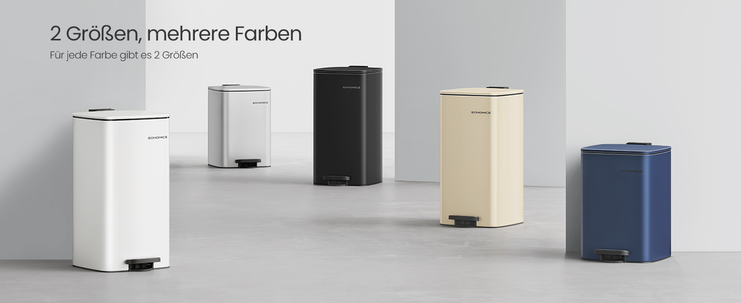 Відро для сміття SONGMICS з педаллю, 30 л, сталеве, з внутрішнім відром, Soft-close, LTB592E01 (темно-синій)