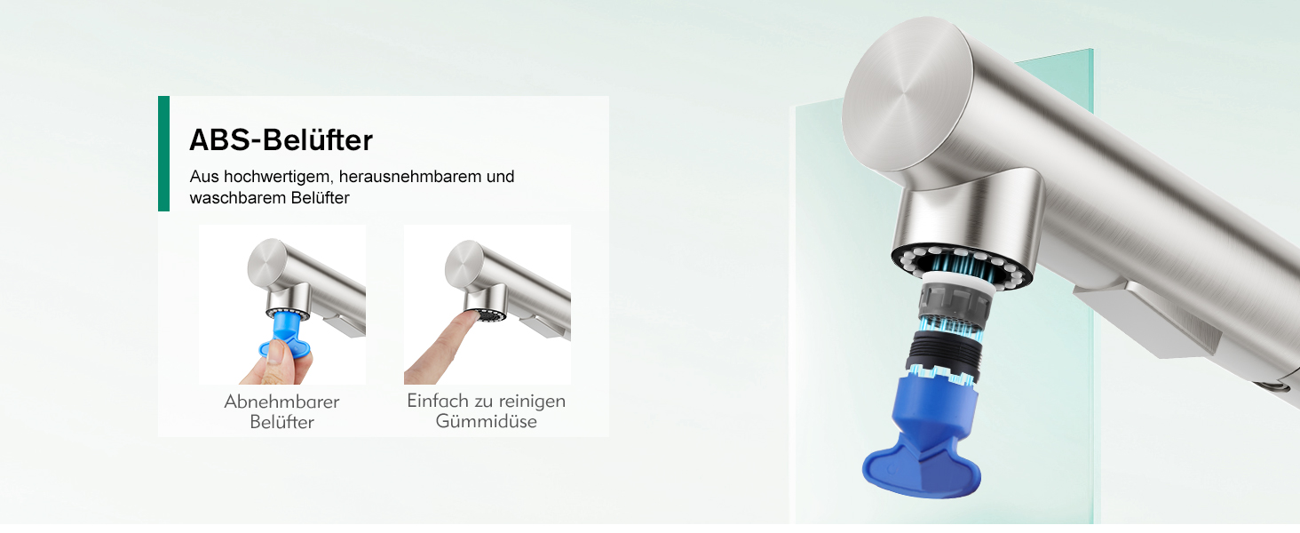 Кухонний змішувач CREA з висувною лійкою та 2 режимами струменя, поворотний на 360°, з нержавіючої сталі, матовий, для кухні