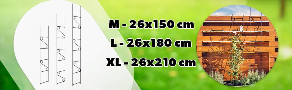 Сталеве шпалерне решітка KADAX 210 см, опора для витких рослин, троянд, багаторічників, садова декорація, чорна, стійка до погодних умов