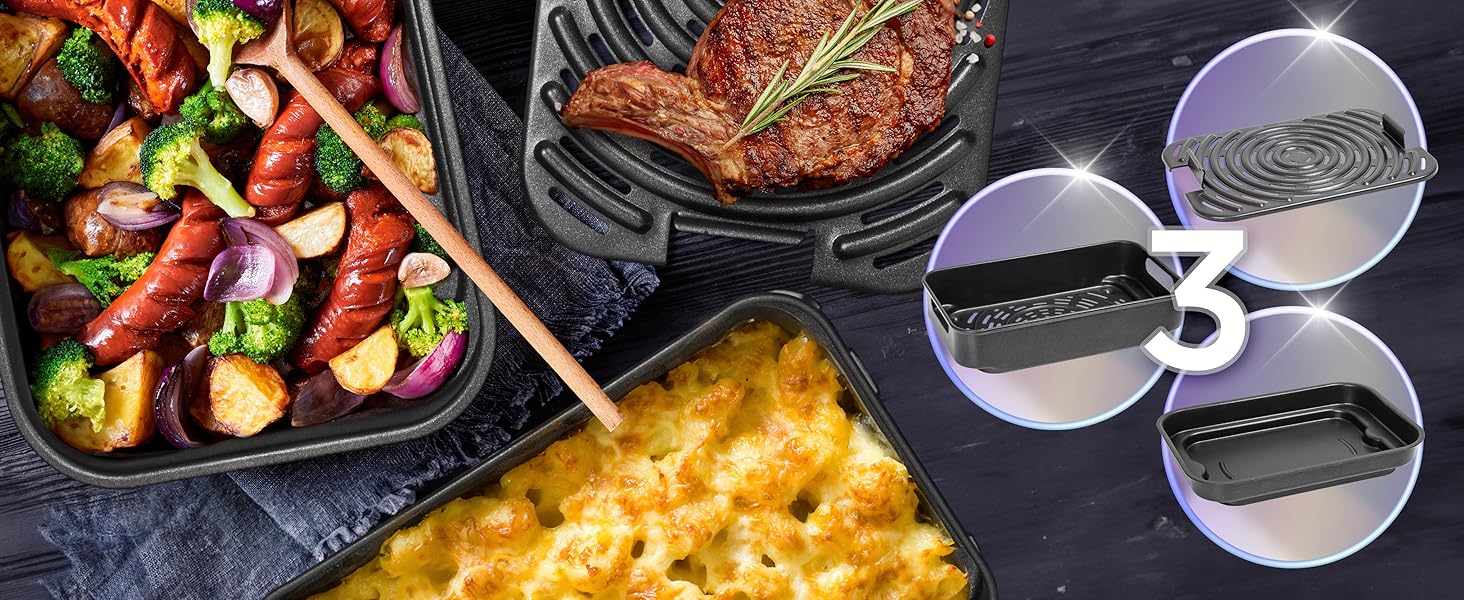 Фритюрниця Duronic XXL з 10л об'ємом та 2 камерами: подвійна фритюрниця без олії, Air Fryer для смаження без жиру (чорна)