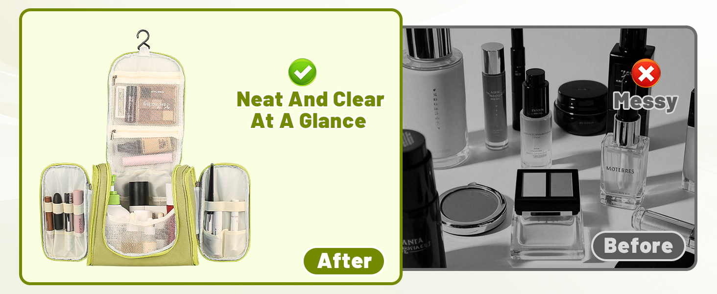 Чоловіча дорожня косметичка з гачком, зелена. Дорожня сумочка для гігієнічних засобів для чоловіків та жінок