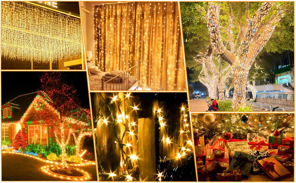 Льодогенератор JSdoin 100/200/300/400/600 LED, вологостійка гірлянда для декору саду, дому, вечірки, ялинки, з таймером, 8 режимів, тепле біле світло, 100 LED