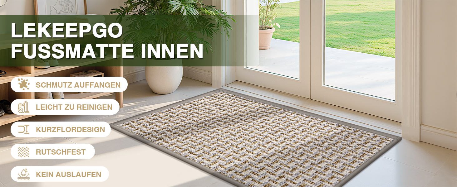 Придверний килимок LEKEEPGO протиковзкий вологопоглинаючий (сірий, 43x75 см) — універсальний килимок для входу, дому та вулиці, що миється