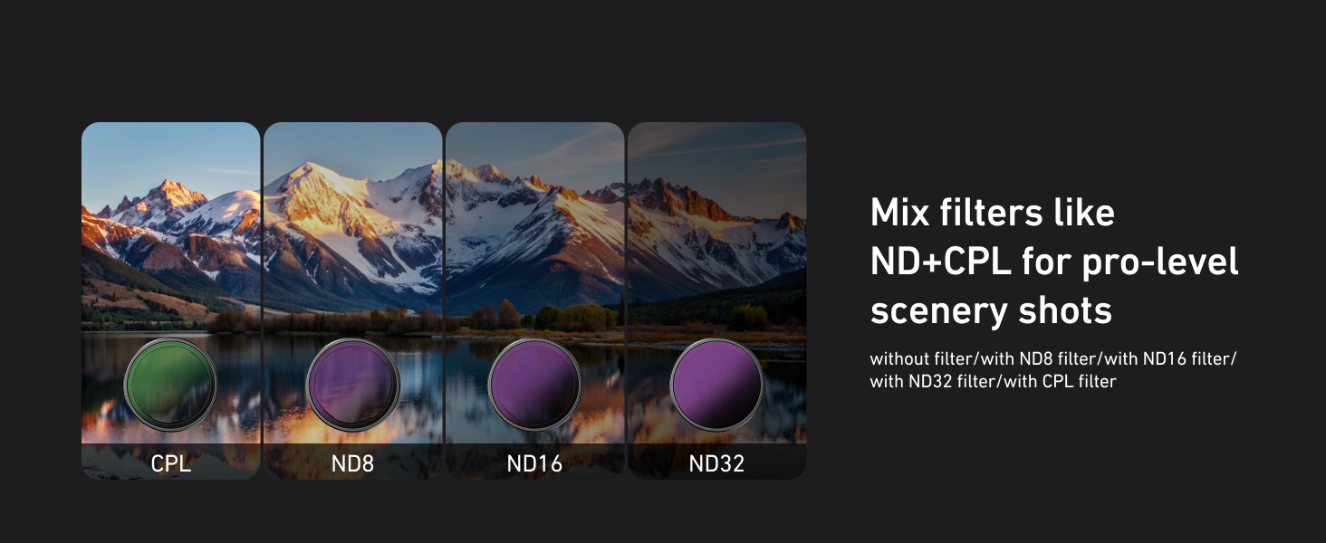 Набір фільтрів для об'єктива DJI Osmo Action 4/3/5 Pro: CPL, ND32, ND16, ND8