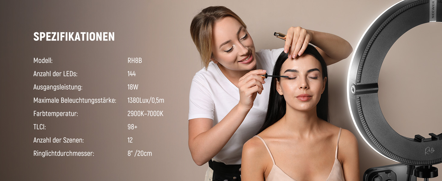 NEEWER Кольцеве світло 80 см 18 Вт з штативом та тримачем для телефону, для iPhone, стрімінгу, відеоконференцій, Zoom, RH8B