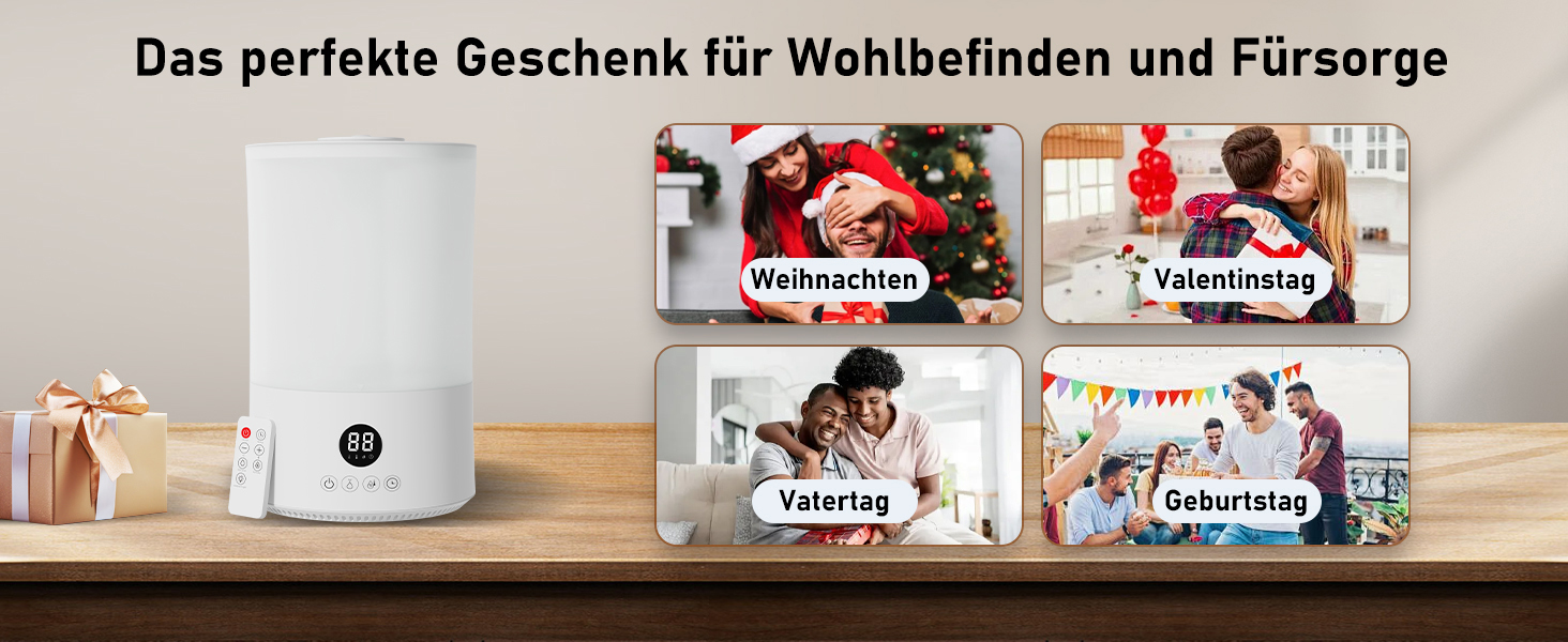 Увлажнитель воздуха для спальни, 4л, ультразвуковой, тихий, с пульт. дистанційного керування, автовимкнення, таймер, 40год, для дитячої кімнати, офісу, рослин