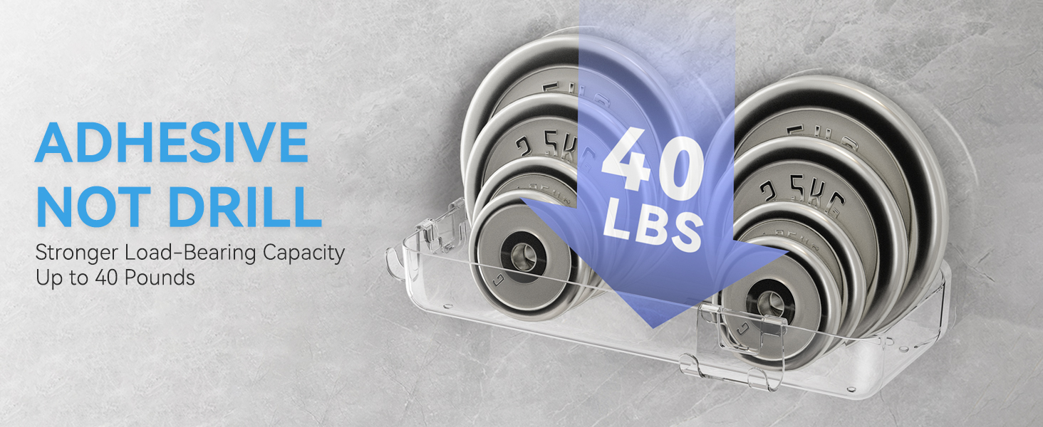 Полиця для душу без свердління, 6 шт. Настінна полиця для ванної кімнати з тримачем для фену та гачками, полиця для душу з нержавіючої сталі, органайзер для ванної кімнати та кухні сірого кольору (2-прозорий)