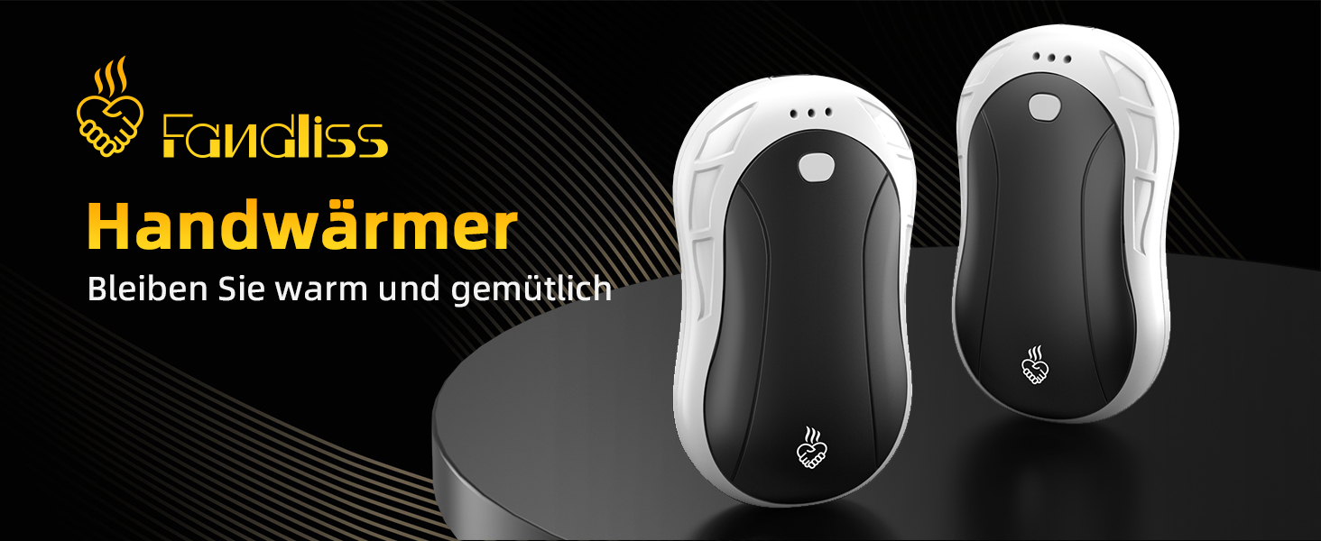 Електричні грілки для рук 2 шт. FANDLISS, портативні, акумуляторні, 6000mAh, до 12 годин роботи, USB, для кемпінгу, полювання, гольфу, білі та зелені (біло-чорні)