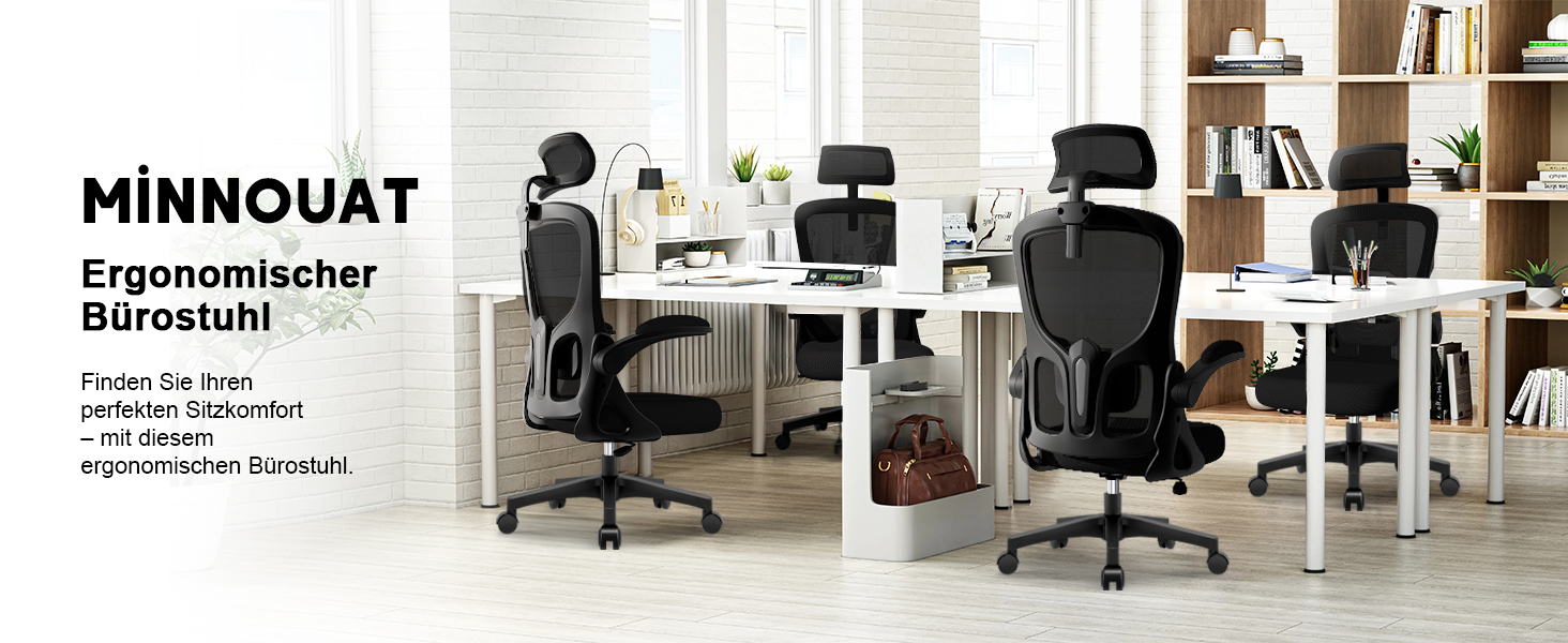 Офісний крісло з підголівником та підтримкою попереку, ергономічне, з регулюванням нахилу до 130°, з відкидними підлокітниками, поворотне, чорне, модель Ⅰ, до 150 кг