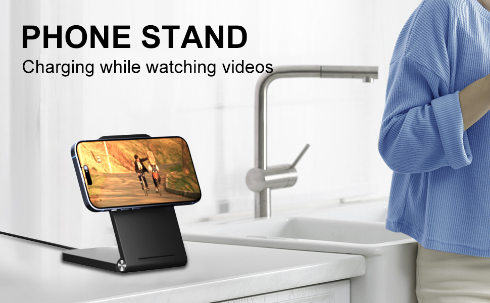 Бездротовий зарядний пристрій MagSafe, складаний, швидка зарядка, сумісний з iPhone 17/16/15/14/13/12, AirPods 3/2/Pro 2/Pro, чорний