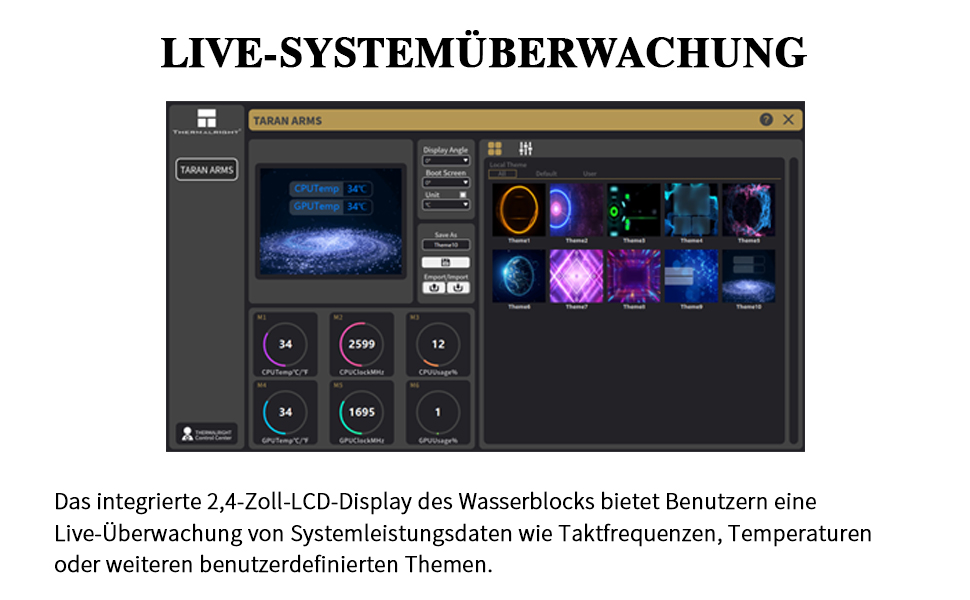 Thermalright Frozen Warframe 240 White ARGB: рідинна система водяного охолодження CPU для AMD/Intel, LGA1700/AM4/AM5, LCD-дисплей 320x240