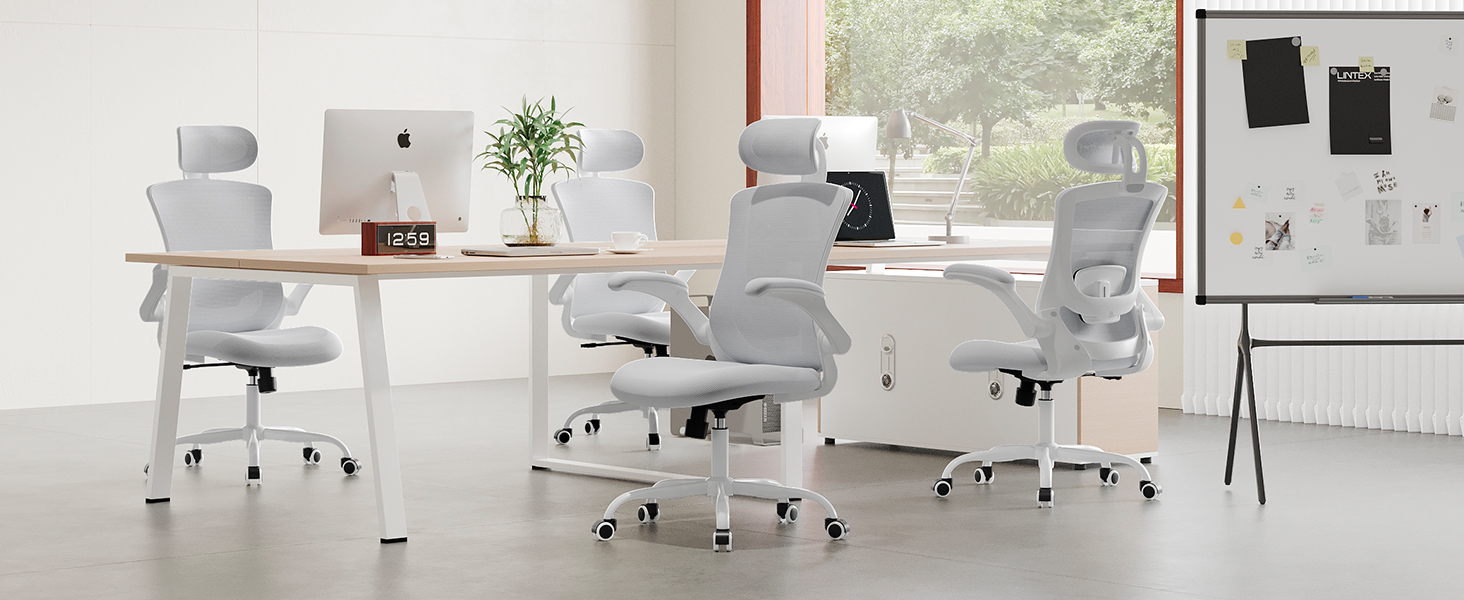 Офісне крісло Colamy: ергономічне, з регульованою підголівником та поперековою підтримкою, біле