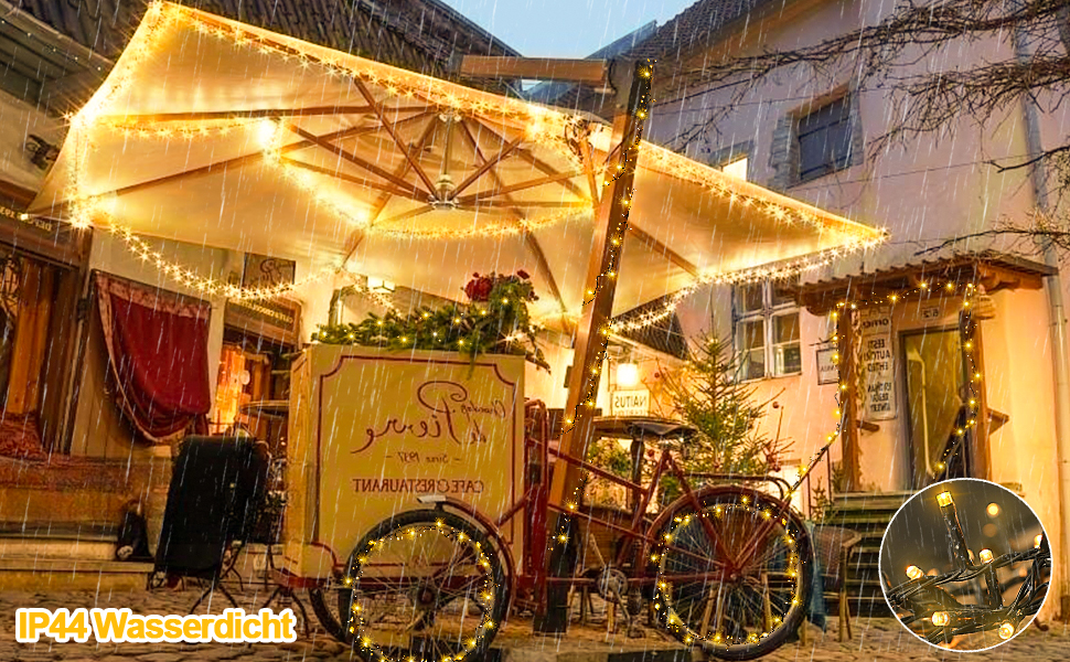 Льо́хка гірлянда 1400 LED для дому та саду: 8 режимів, пульт, таймер, вологостійка, тепле світло, для декору вечірок, свят, ялинки