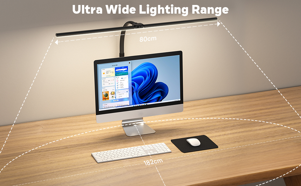 APMIEK LED Desk Lamp with Adjustable Gooseneck - 24W, 80cm, Dimmable, Eye-Protection, Clamp-On, Daylight Task Lamp for Office & Home