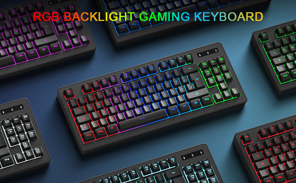 Бездротовий ігровий набір клавіатури та миші, DE Layout QWERTZ, RGB підсвічування, ергономічна миша, компактна клавіатура для PC, Mac, Xbox, PS5