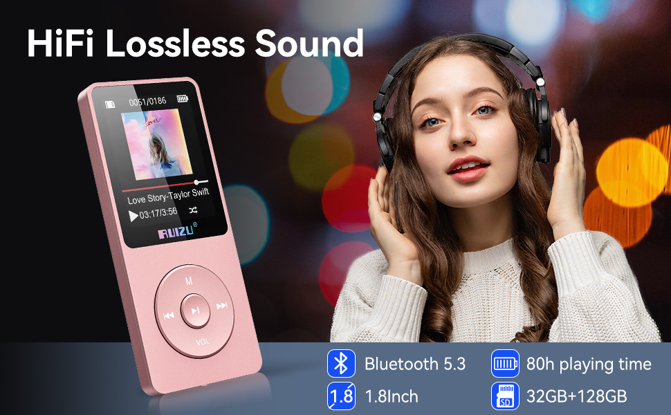 MP3 плеєр RUIZU 32GB з Bluetooth 5.3, екраном 1.8