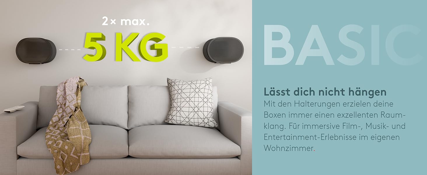 Настінний кронштейн-підставка для колонки Sonos Era 300 від Goobay, чорний, висота 71 см, з кабелеменеджментом, витримує до 3 кг