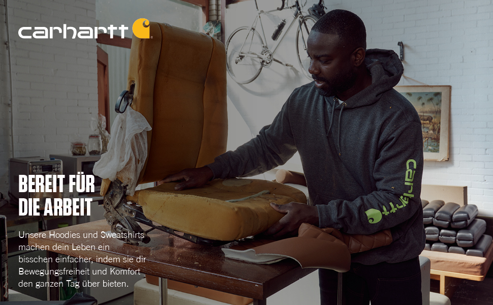 Світшот з капюшоном Carhartt Sleeve Logo для чоловіків, чорний, розмір S