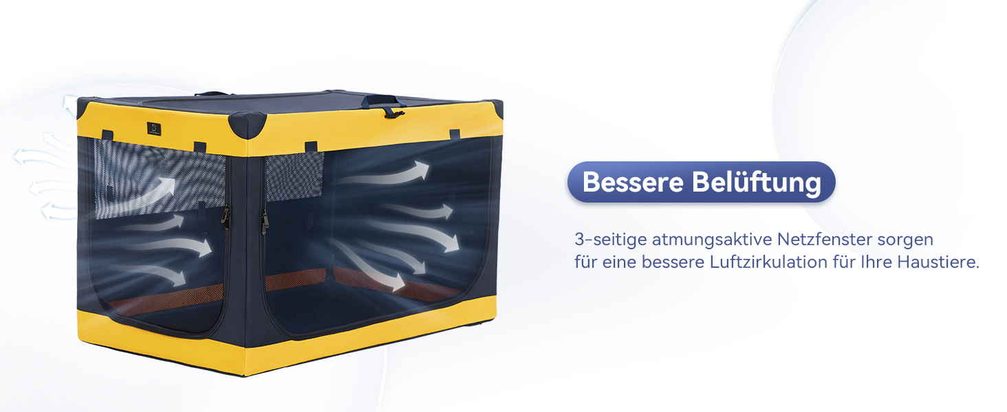 Складана переносна вольєр для собак великих порід, жовтий (XL, 64 x 63 x 100 см)