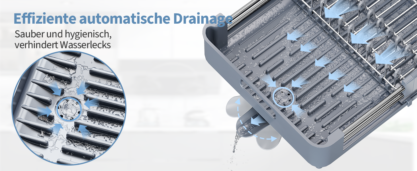 Стійка для сушіння посуду KINGRACK, розширювана, з нержавіючої сталі, сіра