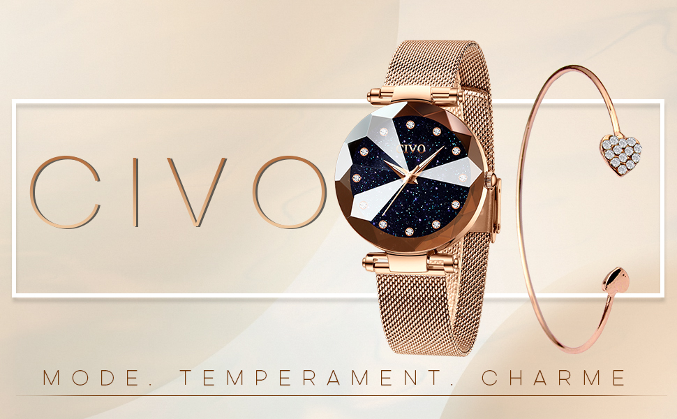 Жіночий годинник CIVO V-4 чорного кольору: водостійкий, мінімалістичний, кварцовий, елегантний, для повсякденного носіння