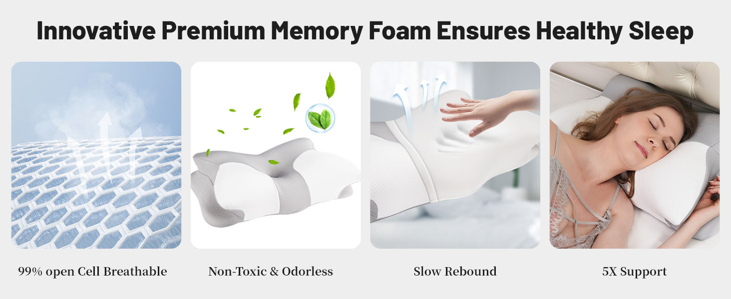 Ортопедична подушка для шиї 2-в-1 з ефектом пам'яті (Memory Foam), з регулюванням висоти
