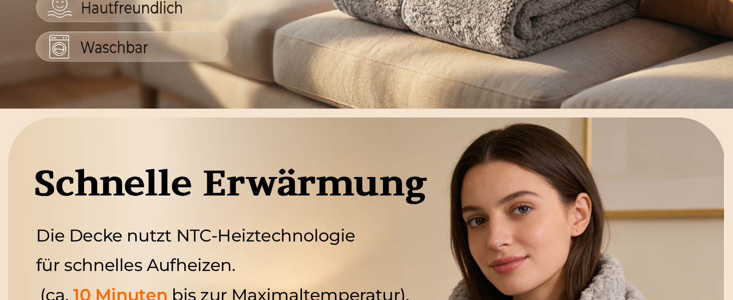 Електрична гріюча ковдра TLGREEN 180x130 см з м'якою підкладкою, імітація овечої шкури, з автовимкненням, двостороння, захист від перегріву, таймер, 9 температурних режимів, пральна, ковдра для дивана, ліжка, офісу, коричнево-сіра