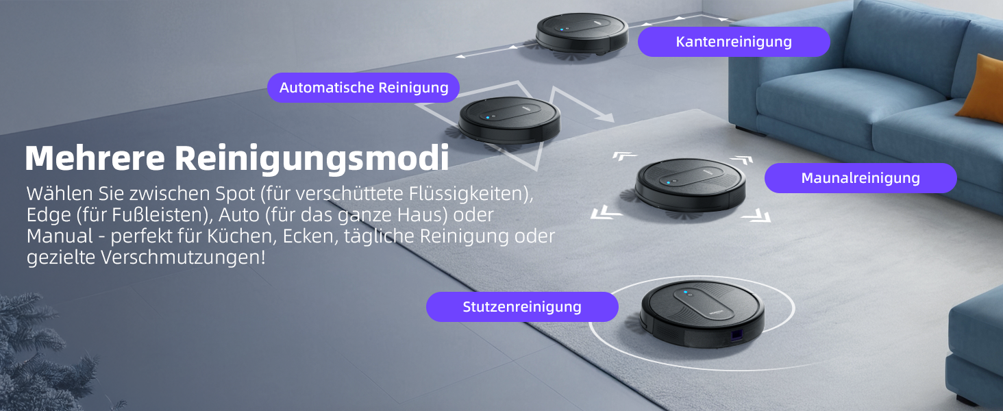 Робот-пилосос MONSGA 3-в-1 з функцією миття, 3000PA, безщітковий двигун, 140 хвилин роботи, чорний. Ідеально для шерсті тварин, килимів та твердих підлог.