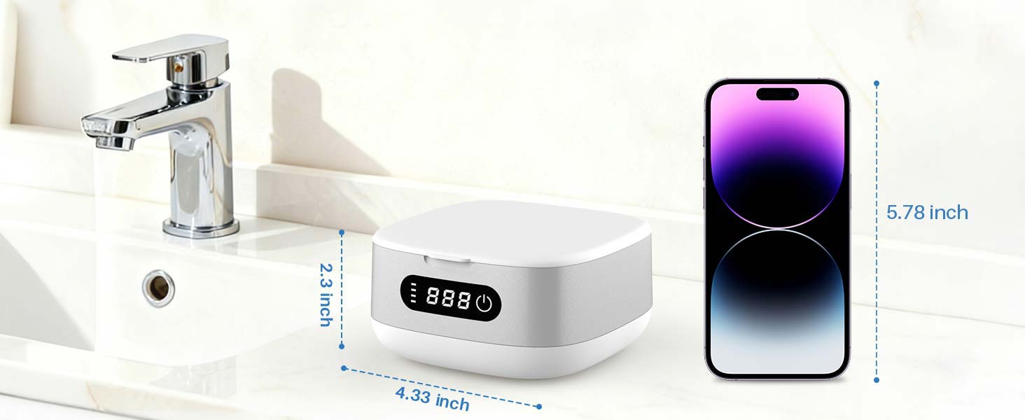 Ультразвуковий очищувач Voraiya 4000mAh IPX7 для зубних протезів, брекетів, кап, ювелірних виробів, срібла - портативний, акумуляторний