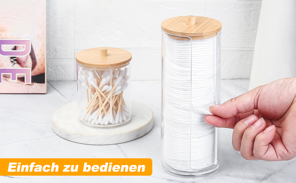 Тримач для ватних дисків та паличок Fulushouxi Gaumoeny, 2 шт, бамбуковий, прозорий органайзер для косметики, ванної кімнати