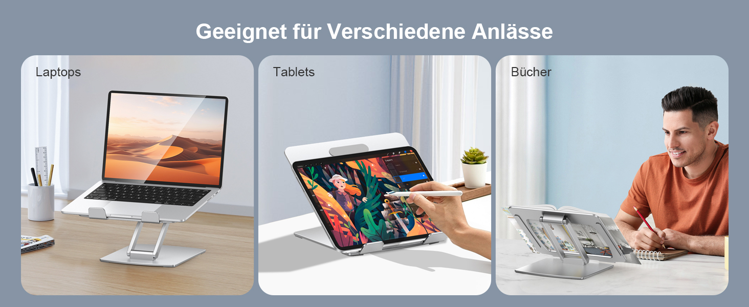 Підставка для ноутбука, алюміній, ергономічна, регульована висота, складна, з вентиляцією, для MacBook Air/Pro та ноутбуків 10-16