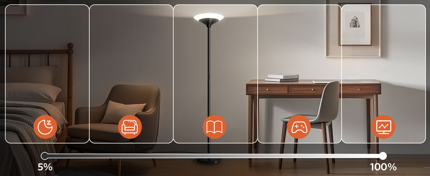 LED торшер BBHome для вітальні з регулюванням яскравості, з лампою для читання 6W, 27W, 3000K-6500K, з пультом та сенсором, колір сріблястий