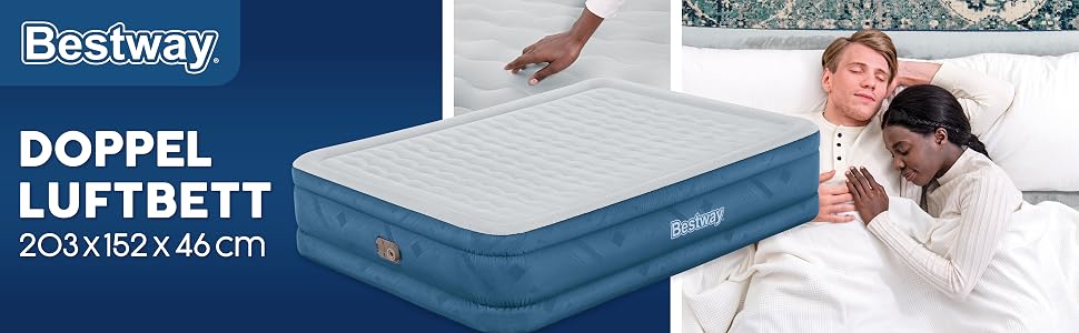 Повітряний матрац Bestway Fortech Snugable Top з вбудованим електричним насосом, Double XL/Mid, 203 x 152 x 46 см