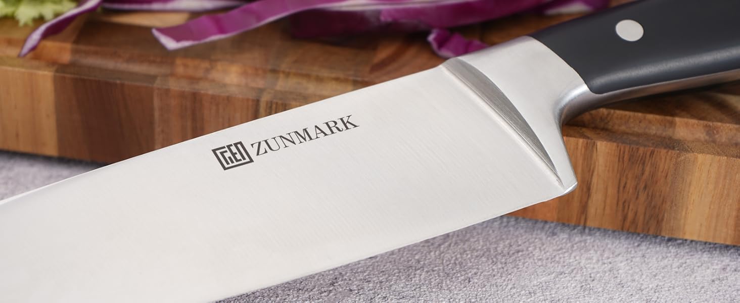 Набір ножів у блоці 13 предметів з нержавіючої сталі з ергономічними ручками, кухонний набір ножів, дерев'яний блок з шкіряним ремінцем