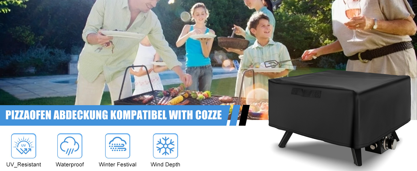 Чохол для піца-печі Cozze 90347 17'', водонепроникний, пилозахисний, 420D Оксфорд, сумка-чохол для газової піца-печі, аксесуари, чорний (62x62x28 см)