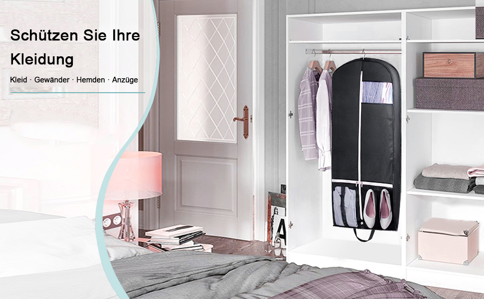 Чохол для одягу дорогий, 137 см, MISSLO - дорожній, з великими кишенями, чорний