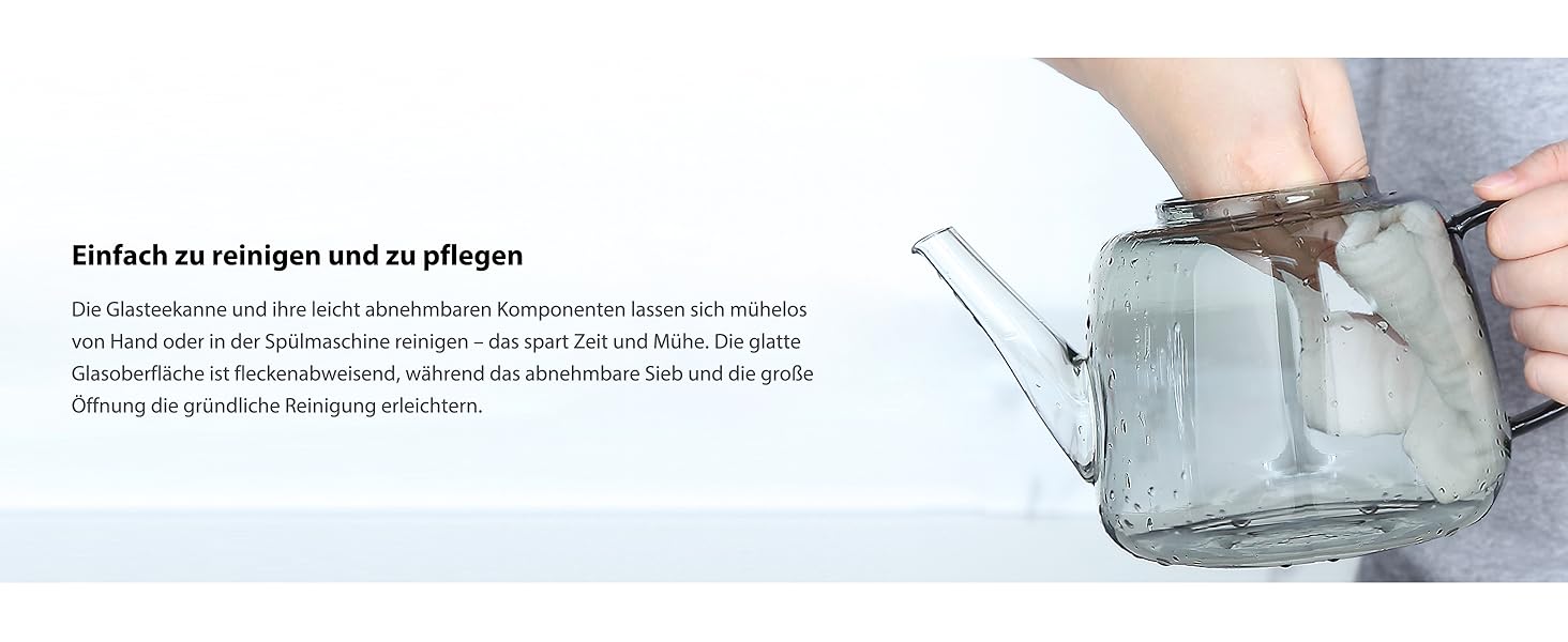 Скляний чайник Easyworkz з боросилікатного скла 1500 мл з вийманим ситом із нержавіючої сталі для листового, фруктового та трав'яного чаю, прозорий